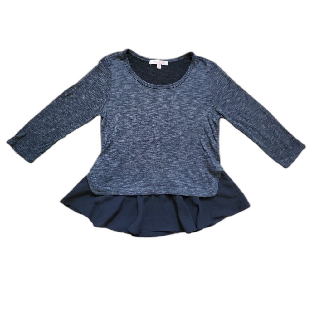 Casual Couture Shirt Women Medium 3/4 Sleeve Pullover Top Blouse Gray Flirty